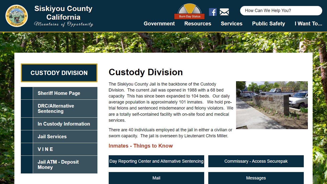 Custody Division | Siskiyou County California