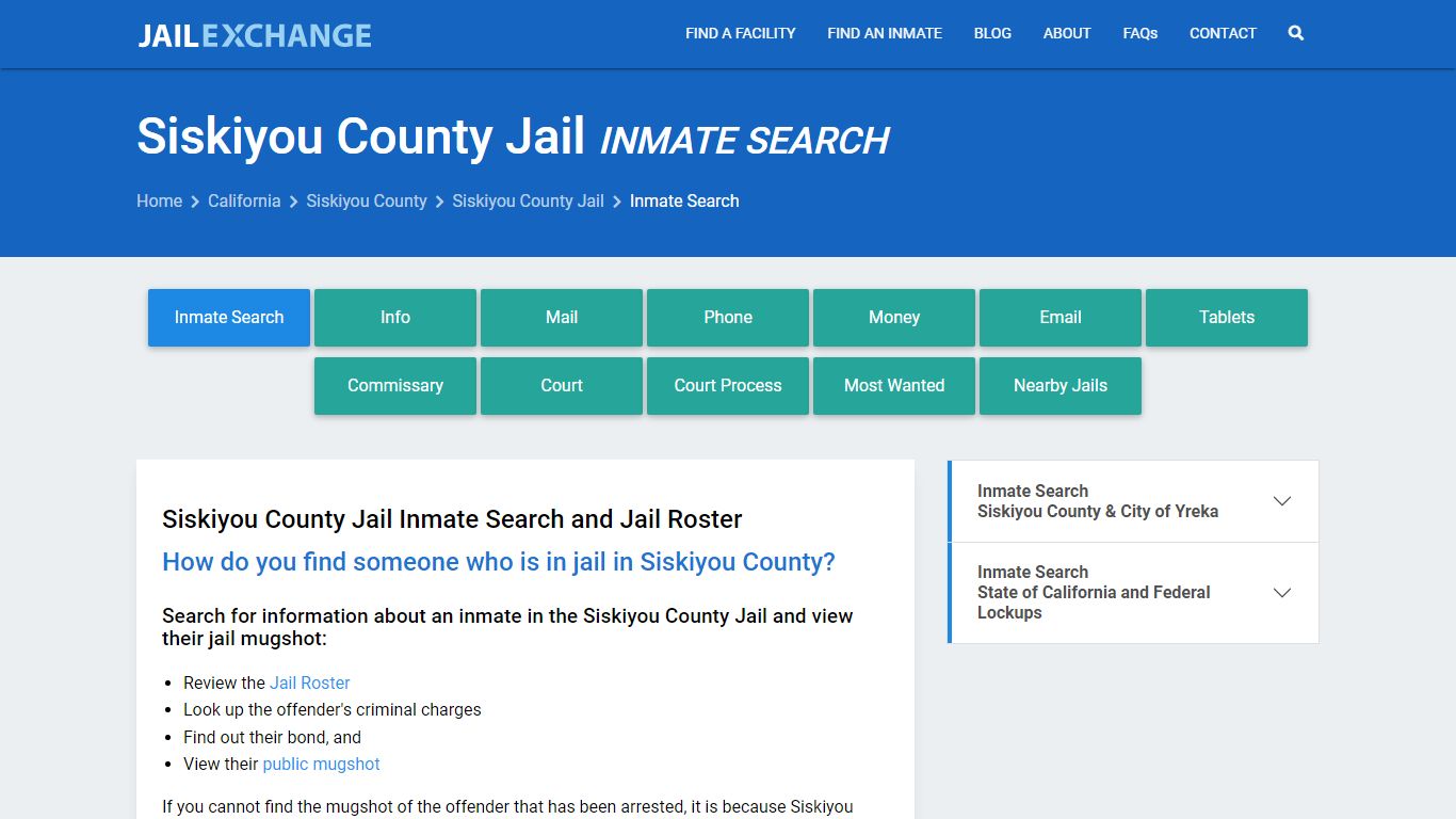 Inmate Search: Roster & Mugshots - Siskiyou County Jail, CA